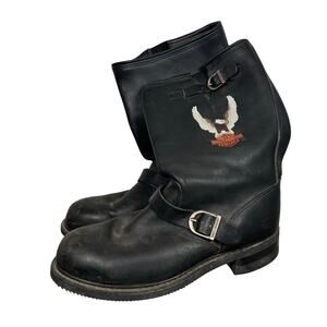 Harley Davidson Black Steel Toe Leather Boots Men's 10 Preowned